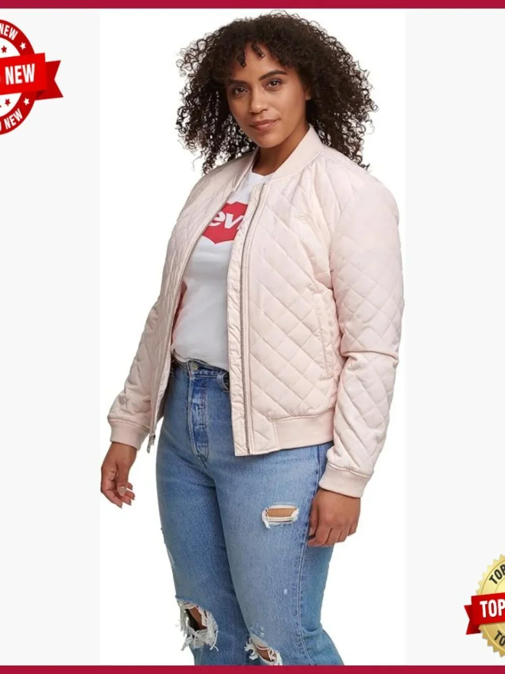 Sherpa-Lined Diamond Quilted Bomber Jacket with Front Pockets